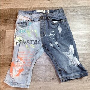Men's Distressed Jean Shorts - Multicolor